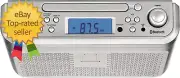 ELITE PKCR2713AMZ under Counter CD Player with Clock Radio and Bluetooth, Silver