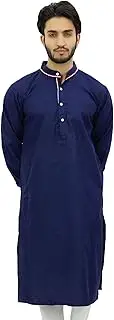 [Atasi] Men's Long Cotton Mandarin Collar Shirt Ethnic Clothing
