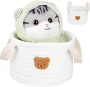 SUPVOX Bear Pattern Fabric Storage Basket Portable Nappy Organizer for Diapers and Clothes Durable Nursery Storage Bin with Dual Handles Compact and Space Saving Design
