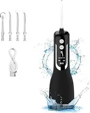 Sccaty Oral Irrigator, Water Flosser with 330mL Water Tank, 5 Clean Modes, Professional Cordless Teeth Cleaner, 55 Days Use Life, 4 Jet Tips, LED Display, IPX7 Waterproof, Portable & Rechargeable