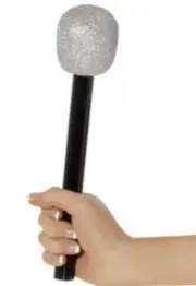 Silver Glitter Popstar Microphone Music King & Queen Of Pop Costume Prop