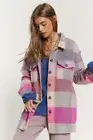 NEW DAVI & DANI SHACKET jacket SHIRT SM-3X vibrant fuzzy plaid western preppy
