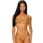 Sporty Bikini Set Cut Out O Rings Spaghetti Straps Cheeky Mocha 441402 Medium