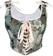 [Jecarden] Women's Renaissance Corset Bustier Tops for Women Victorian Cottagecore Corset Floral Ren Faire Corset with Zipper