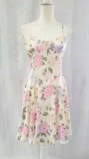 NWT Pink Ripple Corset Bustier Pastel Floral Mini Skater Dress Alexandra Large