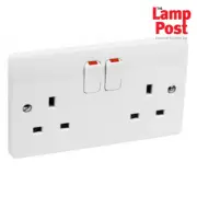 MK K2747 Double Socket 2G 2 Gang Double Switched Plug Socket White 13A K2747WHI