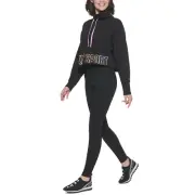 DKNY Sport Womens Black Ombre Logo Long Sleeve Funnel Neck Pullover Top Small