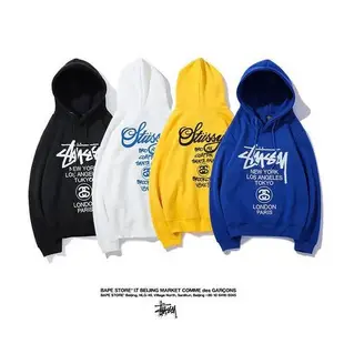 #Stussy 斯圖#西 長袖上衣 連帽#衛衣外套 大學t 圓領 套頭 純棉 男女情侶款 世界巡遊