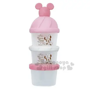 小禮堂 迪士尼 米妮 日製造型蓋塑膠三層奶粉罐《粉白》奶粉盒.食物盒.餅乾盒