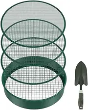 Garden Sieve - Stainless Steel Garden Sieves Set | Sand Soil Compost Sieves Metal Sifter, Greenhouse Farmland Use Planting Strainer with 4 Filter Mesh and Shovel for Family, Friends