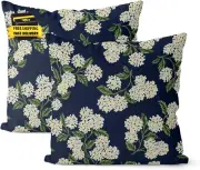Navy Blue Spring Pillow Covers 18X18 Inch 2 Pcs Green Yellow Hydrangea Flower De