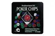 Professinal 100Pcs Texas Hold’em Poker Chip Set Game Chips In Metal Case Gift