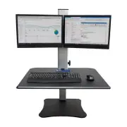Victor Technology Manual Dual Monitor Standing Desk Adjustable Height Open Back