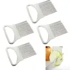 4 Pc Stainless Steel Onion Holder Cutter Slicer Vegetable Tomato Kitchen Gadget