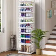 Shoe Box Foldable Storage Box Easy Assembly Clear Plastic Stackable Shoe Stor...
