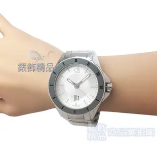 CK 凱文克萊 Calvin Klein K2W21Y46手錶 大錶徑 銀白面 灰框 鋼帶 大日期 男錶【澄緻精品】