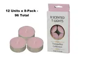 12x8-Pack Tranquility Tea Lights Scented Fresh Cut Roses Candle (4 Hour Burn)