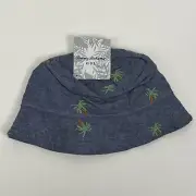 Tommy Bahama Bucket Hat Blue Chambray All Over Palm Tree Print Kids