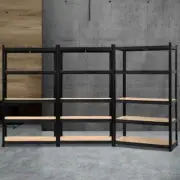 3 PCS Warehouse Shelving Racking Garage Workshop 5 Tier Storage Organiser Black