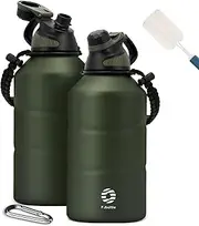 Fjbottle Half Gallon Water Bottle 64oz with Magnetic Lid, Large Wide Mouth Insulated Water Jug Leak Proof Stainless Steel Double-Wall Vacuum Sports Flask with Paracord Handle