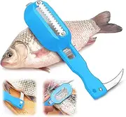 Fish Descaler Tool-2 in 1 Fish Scaler Remover with Knife Fish Scaler Fillet Knife Fish Cleaning Tool with Scaler Container (Blue)