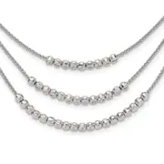 Sterling Silver Rhodium-Plated Beaded Multi Layer Necklace