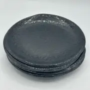 Gibson Home Yoko Salad Plates Melamine Dinnerware Set in Black Lot Of 4