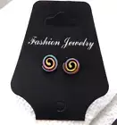 Spiral Earrings small Stud rainbow Trance Hippy Hippie Boho Psychedelic NICE