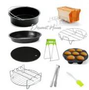 8 Piece Air fryer Accessories! - 6, 7 & 8 in - Cake & pizza pans, Racks skewers