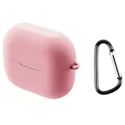 For Samsung Galaxy Buds 3 Pro Case, Protective Silicone Cover, Carabiner Hook, Pink
