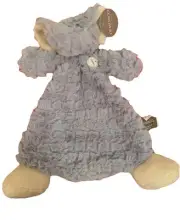DEMDACO ELEPHANT LOVEY PLUSH RATTLE GRAY BABY SECURITY BLANKET, New