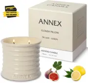 Handmade Ceramic Scented Candles | Cloudy Pillow - Fig Leaf & Lemon Scented Soy