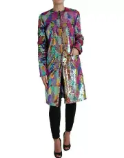 Dolce & Gabbana Multicolor Sequined Long Women's Jacket Authentic