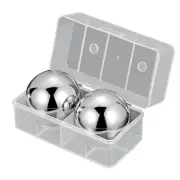 2Pcs Silver Ice Cubes -Freeze Ice Balls Whiskey Round Kitchen Bar Utensils Q3U3