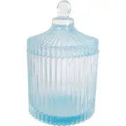 LVD Glass Trinket Box Storage Home Tabletop Decor Display Round 16cm Theo Sky