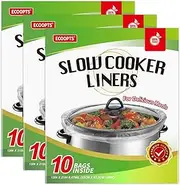 [ECOOPTS] Slow Cooker Liners Disposable Cooking Bags Large Size Pot Liners Fit 4QT to 8.5QT Suitable for Oval & Round Pot (30 BAGS)