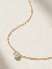 [STONE AND STRAND] STONE AND STRAND - Dainty Mirror Ball 10-karat Gold Diamond Necklace - One size One size Gold
