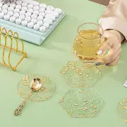 4 Pcs Acrylic Gold Leaf Tea Thermal Insulation Small Dining Set round Table