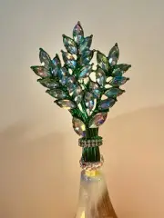 Ceramic Christmas Custom Tree Topper Spring Summer Flowers Green Crystals