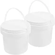 2pcs Plastic Pails with Lids Food Grade Storage Bucket 2L Water Bucket with Handle Ice Cream Container Paint Pigment Bucket Pet Treat Container