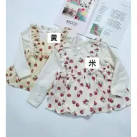 在飛比找蝦皮購物優惠-日本童裝futafuta - 可愛草莓蝴蝶結米色長袖上衣裙（