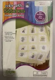 NEW Janlynn Color With Stitches Stamped Quilt Blocks #998-4008 ABC 123 Sealed