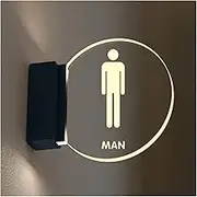 Men and Women Restroom Acrylic Sign, Wall Mount 8 Inch Round Luminous Sign, for Bathroom Lounge, Office or Business, Door or Wall(B)