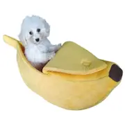 Cute Banana Shape Pet Bed Dog Cat Sleeping Nest Leads & Head Collars