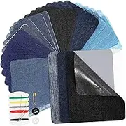 30pcs Denim Stickers Holes Patch Fabric Sew Repair Embroidery Jeans Clothes Iron on Stickers for Clothing Iron on Applique Pure Cotton
