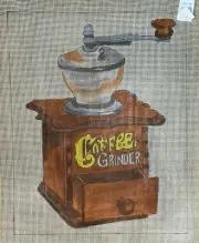 Hand-painted Antique COFFEE GRINDER Needlepoint Pillow/Pillow Canvas 11x14"