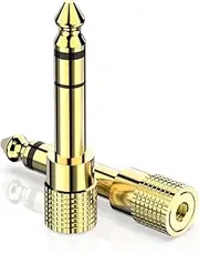 6.35mm (1/4 inch) Male to 3.5mm (1/8 inch) Female Stereo Audio Headphone Adapter Converter for Guitar Headphones Amp, Gold Plated 2-Pack