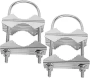 Mellisso Double Antenna Mast Clamp V-Jaw Bracket U Bolts Pipe Mounting Hardware 2 Sets for WiFi Antenna, TV Antenna