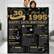 30 Years Ago 30th Birthday Wedding Anniversary Throw Blanket Perfect 1995 Bir...