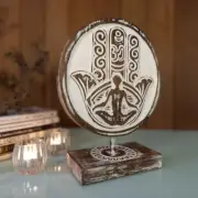 Statue Display Hamsa Hand Bali Wood Carving Yoga meditation room decoration